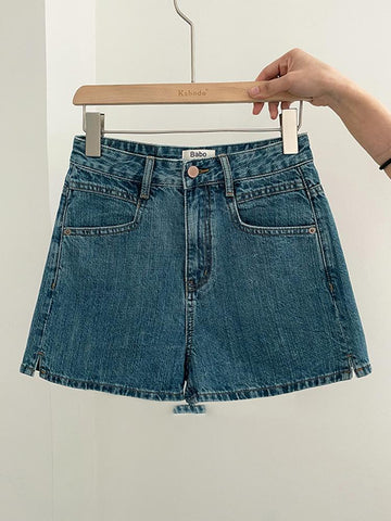 Korean Fashion High Waisted Jeans Shorts-WF00099-Veeddydropshipping