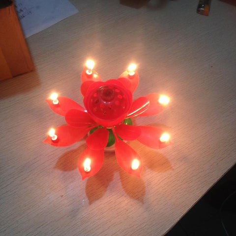 Music Lotus Birthday Candle Music Rotating Candle-HA00359-Veeddydropshipping