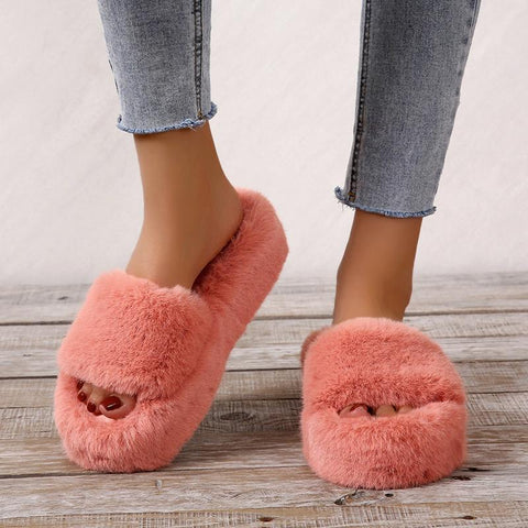 Warm Plus Velvet Home Women Shoes Plush Open-BS01213-Veeddydropshipping