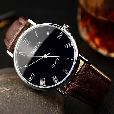 Men Watch Roman Faux Leather Band Quartz-JW00725-Veeddydropshipping