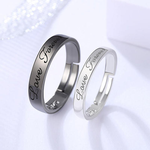 2Pcs/set Romantic Couple Rings For Women Men Punk Heart -JW01390-Veeddydropshipping