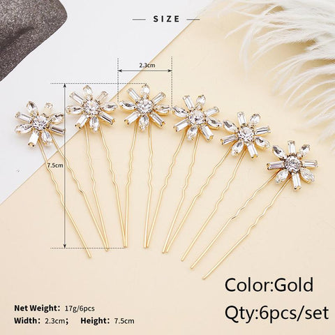 Bridal Wedding Hair Accessories Rhinestone Hair Pins Forks  -JW00459-Veeddydropshipping