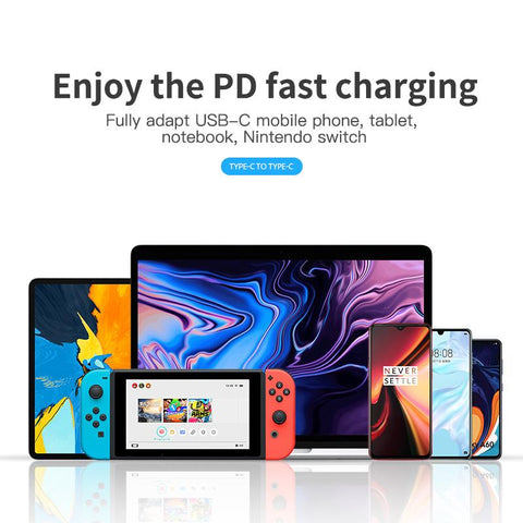 65W USB C to USB C Cable Fast Charging For Laptop Computer Mobile Phone Cord-PA01032-Veeddydropshipping