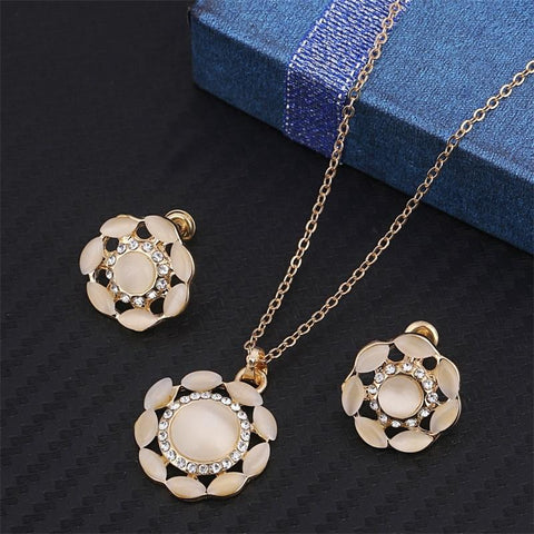 Fashion Gold Plated Opal Jewelry Sets For Woman Cubic Zirconia -JW01341-Veeddydropshipping