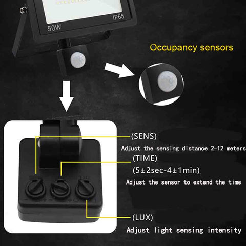 30W 50W 100W 150W Human body induction floodlight home garden garage-TI00879-Veeddydropshipping