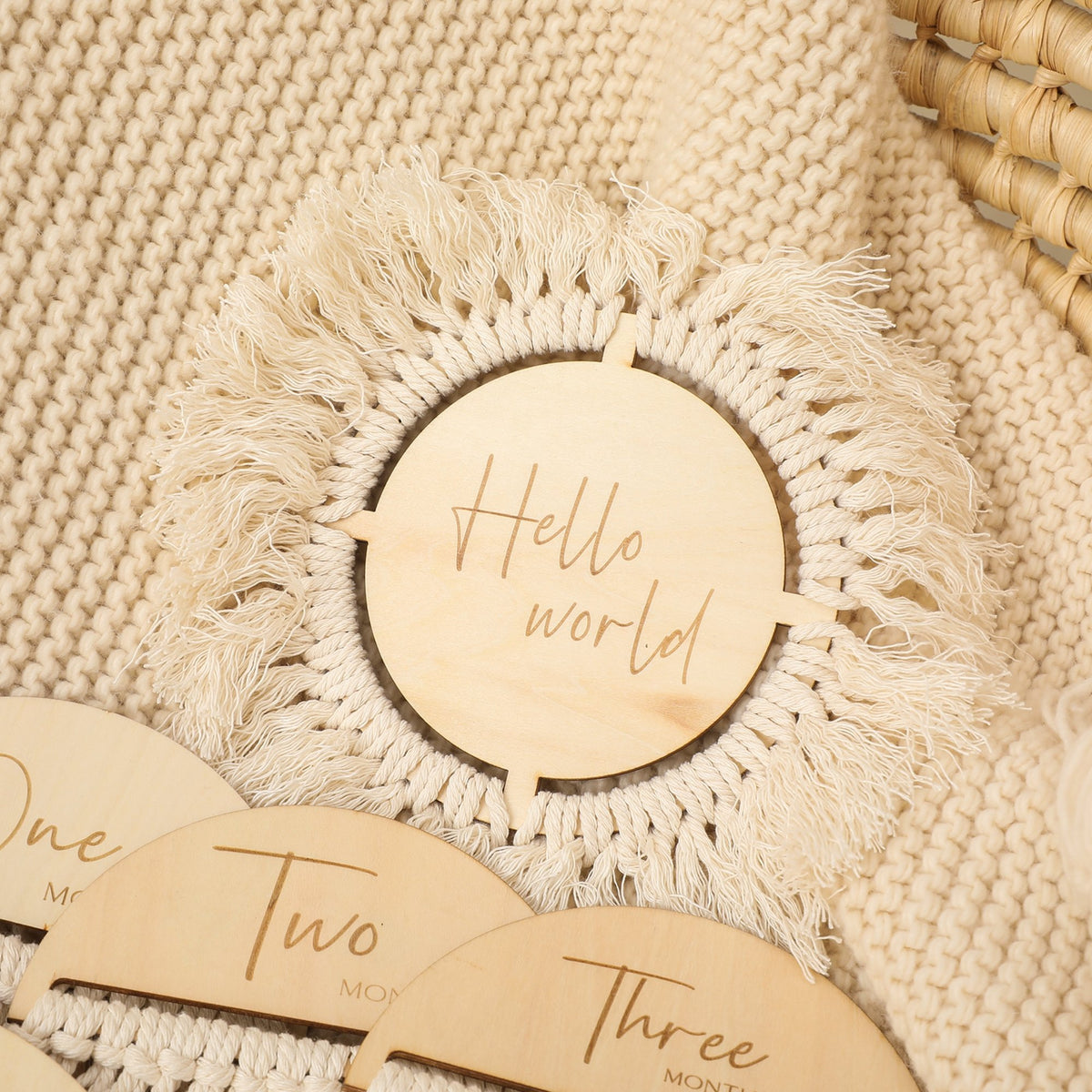 Wooden Baby Milestone Card Newborn Monthly Growth Tassel Cards Baby-TB00756-Veeddydropshipping