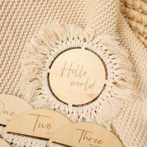 Wooden Baby Milestone Card Newborn Monthly Growth Tassel Cards Baby-TB00756-Veeddydropshipping
