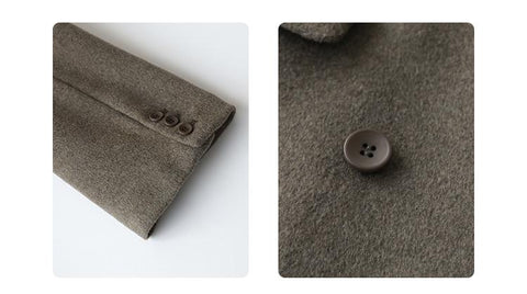 Women Woolen Coat Solid  Retro Clip Cotton Double-breasted-Veeddydropshipping