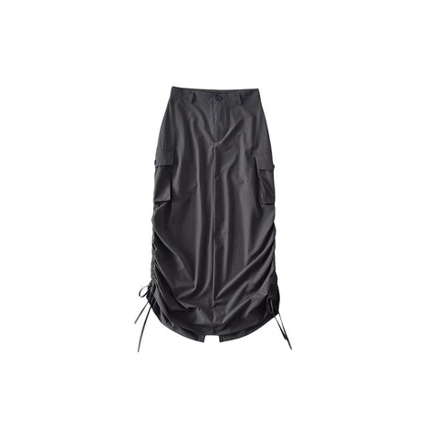 Women Loose Drawstring Split Versatile Recreational Skirt-WF00353-Veeddydropshipping