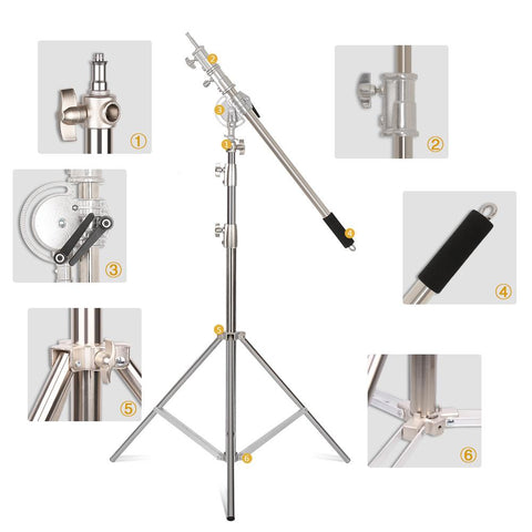 Light Stand With Stainless Steel Kit Cross Arm  With Weight Bag Photo Studio Accessories -CE00300-Veeddydropshipping