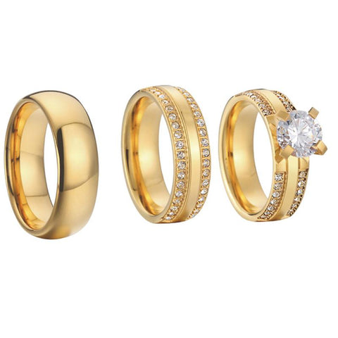 Wedding Set Lovers Alliance Big Stone Engagement Ring  -JW00419-Veeddydropshipping
