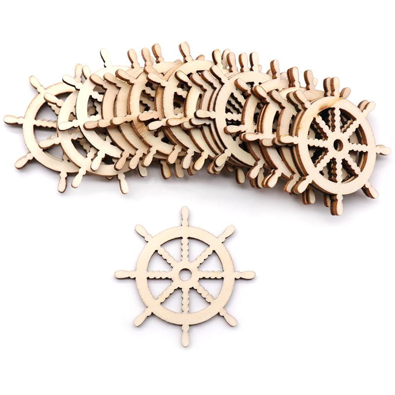 Anchor Rudder Shape Hollow Wooden Ornament-HA00626-Veeddydropshipping