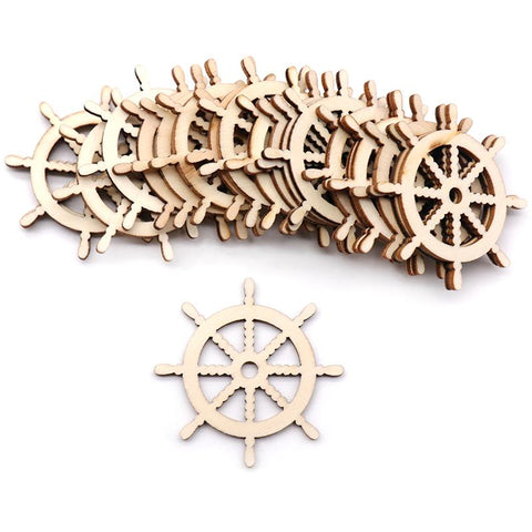 Anchor Rudder Shape Hollow Wooden Ornament-HA00626-Veeddydropshipping