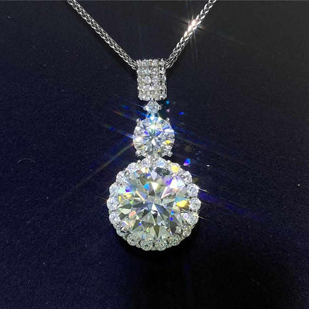 Moissanite Necklace  925 Silver Platinum Plating  Drip Pendant Chain Jewelry-JW00086- Veeddydropshipping