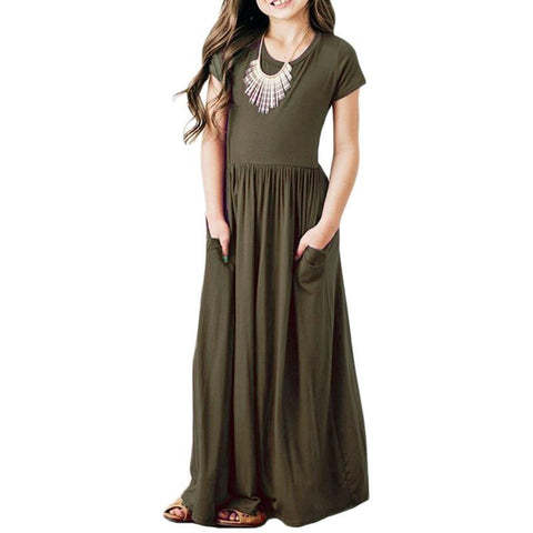 Kids Dresses For Girls Long Dress Bohemian Children Party Beachwear-TB00876-Veeddydropshipping