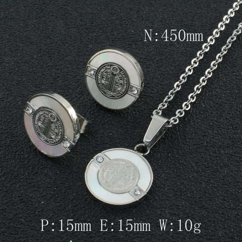 Fashion Round  Stainless Steel Jewelry Sets Pendant Earrings -JW00372-Veeddydropshipping