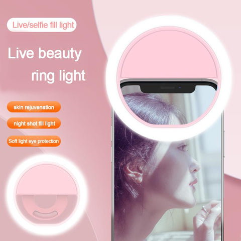 USB Rechargeable LED Selfie Ring Light Mobile Phone Fill Light Lens LED Selfie Lamp Ring-PA00798-Veeddydropshipping
