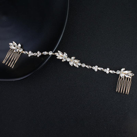 Classic Wedding Long Hair  Crystal Bride Hair Jewelry -JW00490-Veeddydropshipping