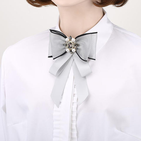 Lace Bow Tie Brooches Fashion Women-WF01245-Veeddydropshipping
