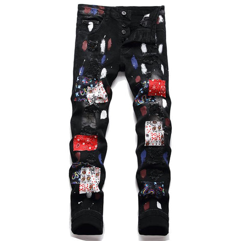 Jeans Holes Jeans Italian Style Stretch Denim Pants High-MF00549-Veeddydropshipping