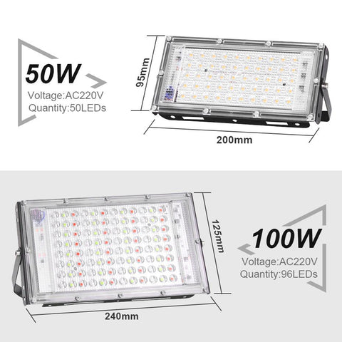 220V LED Floodlight Outdoor 100W 50W Waterproof 2835 RGB Warm Cold-TI00887-Veeddydropshipping
