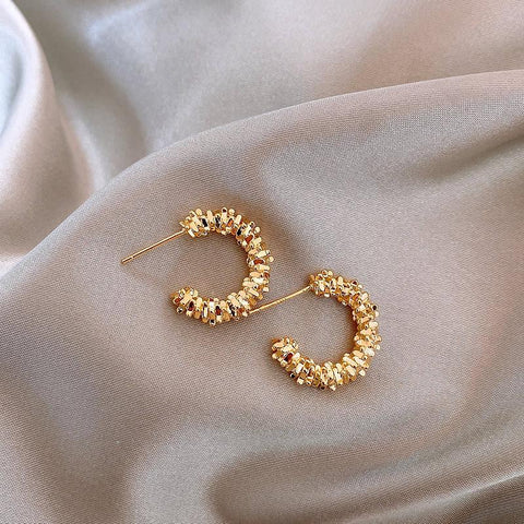 Retro Metal C-shaped Semicircular Earrings Fashion Jewelry -JW01448-Veeddydropshipping