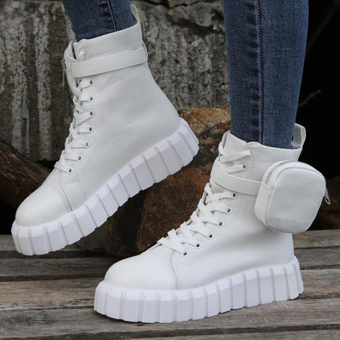 Leather Fashion Buckle High-Top Sports Boots Casual-BS00973-Veeddydropshipping