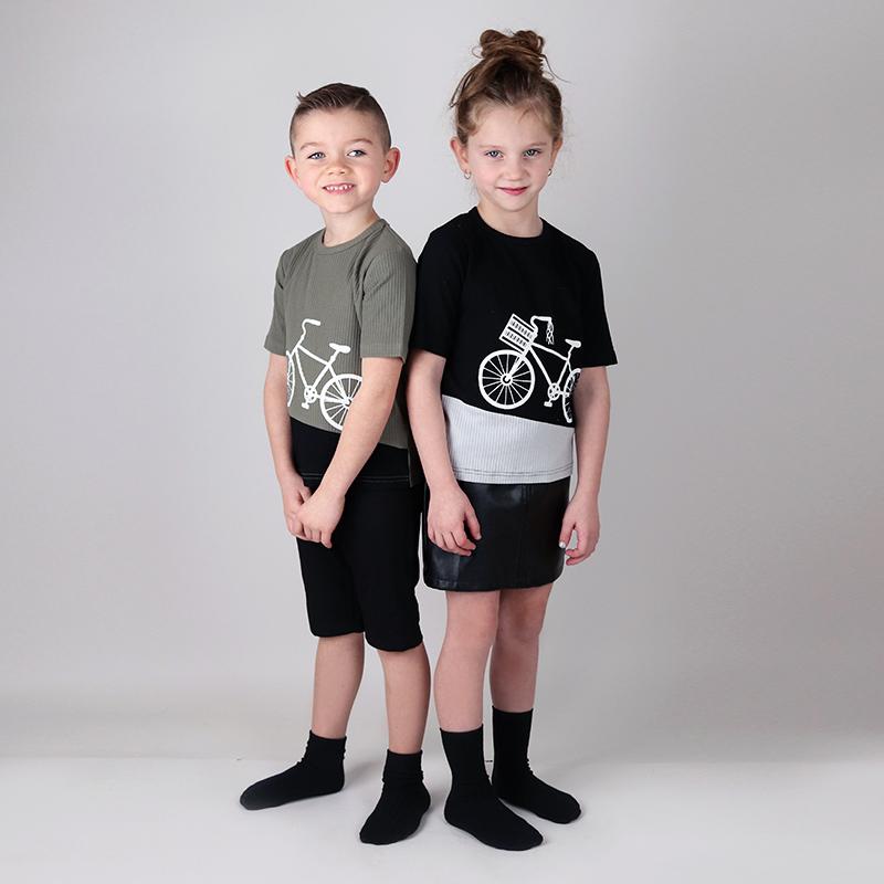 Boy and girl bike tee top kids t-shirt summer short sleeves and long-TB01116-Veeddydropshipping