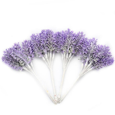 Mini Plastic Artificial Lavender Fake Flower Bouquet-HA00757-Veeddydropshipping