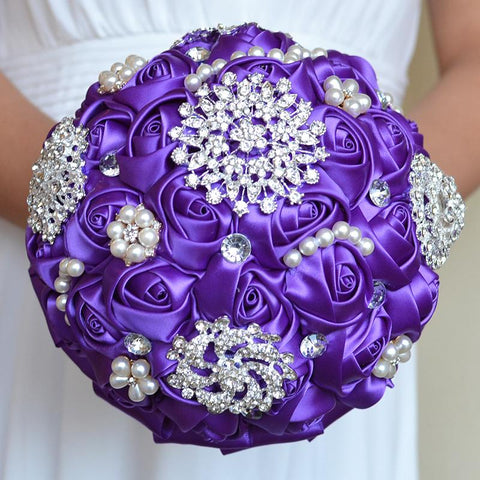 Artificial Wedding Bouquets Flower Rhinestone-HA00748-Veeddydropshipping