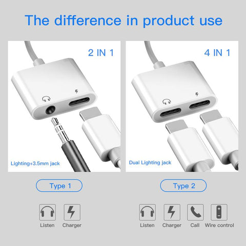 Dual Lighting Audio Adapter For IPhone XS MAX XR X 8 Plus 3.5mm Jack Earphone-PA00994-Veeddydropshipping