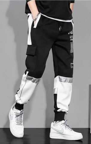Casual Men Ribbons Harem Jogging Letter Pants Male-Veeddydropshipping