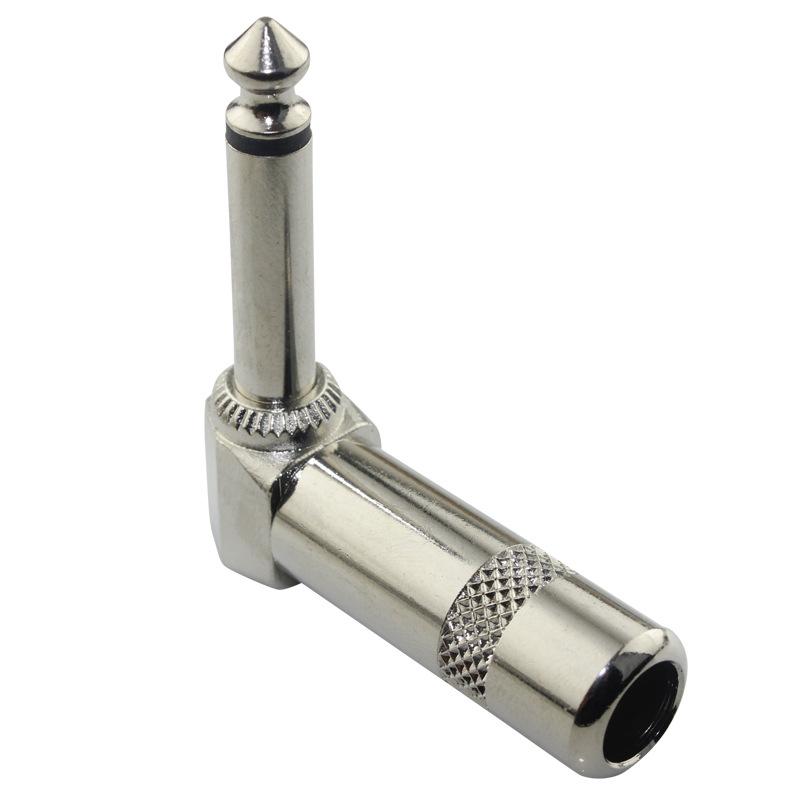 6.35 90 Degree Jack Solder Connector Metal 6.35mm Plug Right Angle Male Mono Plug -CE00050-Veeddydropshipping