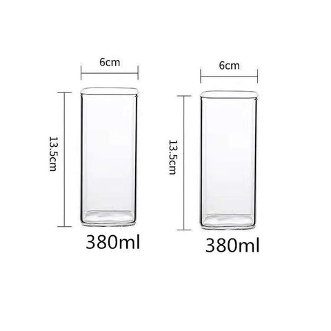 Square Glass Cup Mug Heat-Resistant Water Cups-HA01278-Veeddydropshipping