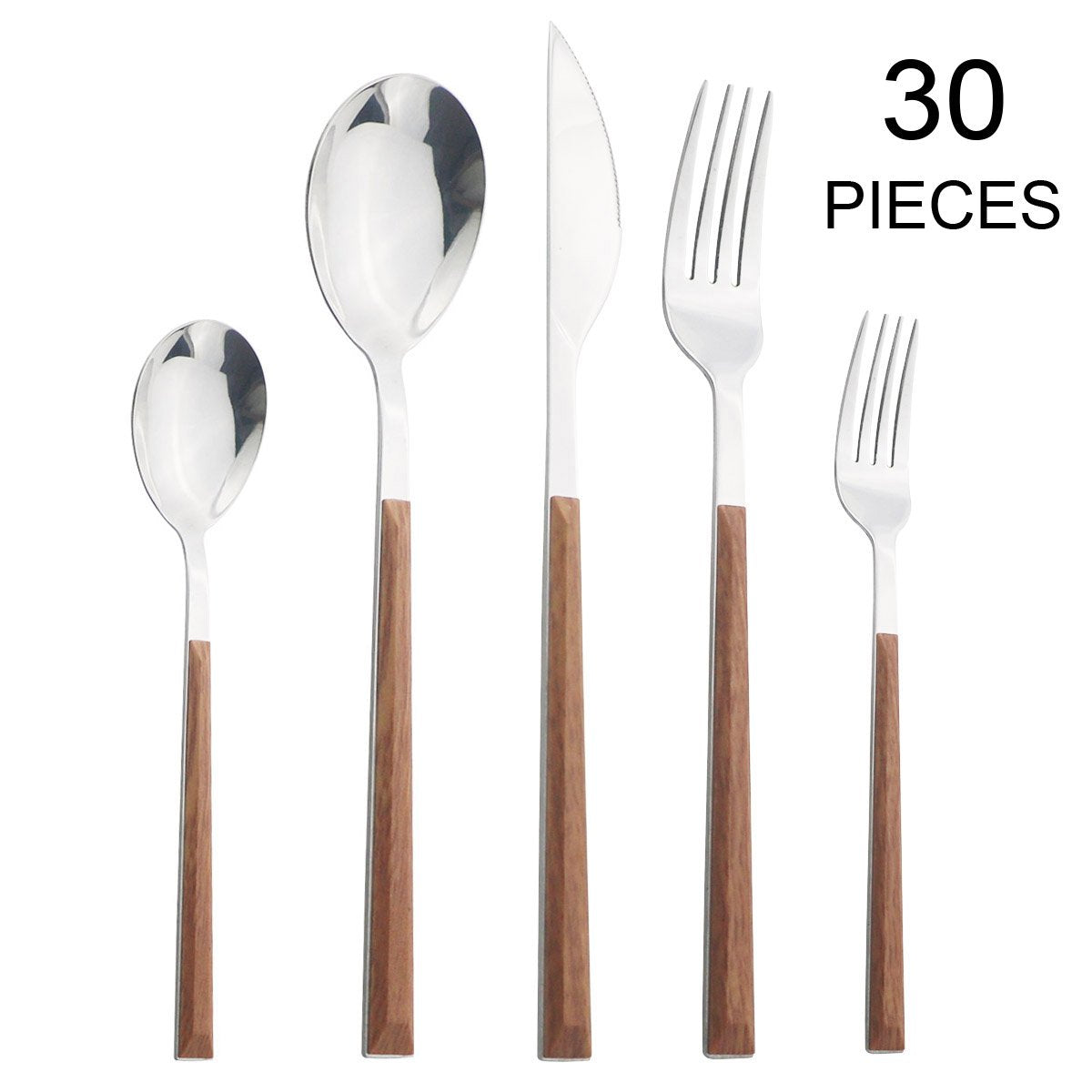 Imitation Wood Handle Cutlery Tableware Set-HA01309-Veeddydropshipping