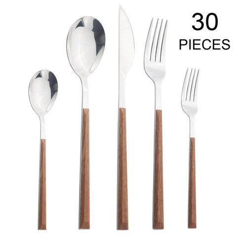 Imitation Wood Handle Cutlery Tableware Set-HA01309-Veeddydropshipping