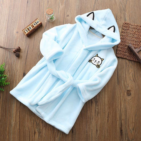 Flannel Thick Lovely Baby Girls Cartoon Hooded Bathrobe Child-TB01084-Veeddydropshipping