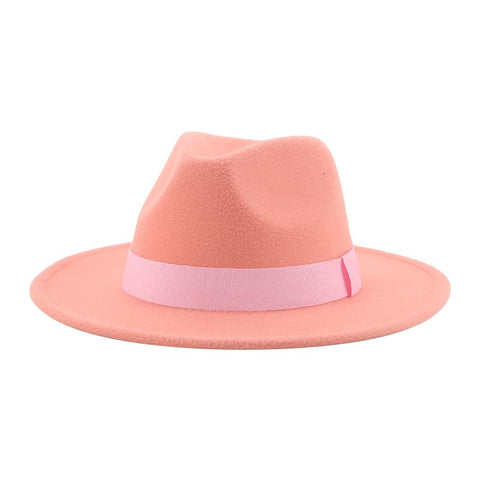 Women Ribbon Band Men&#39;s Hat Wide Brim Classic Beige-MF00991-Veeddydropshipping