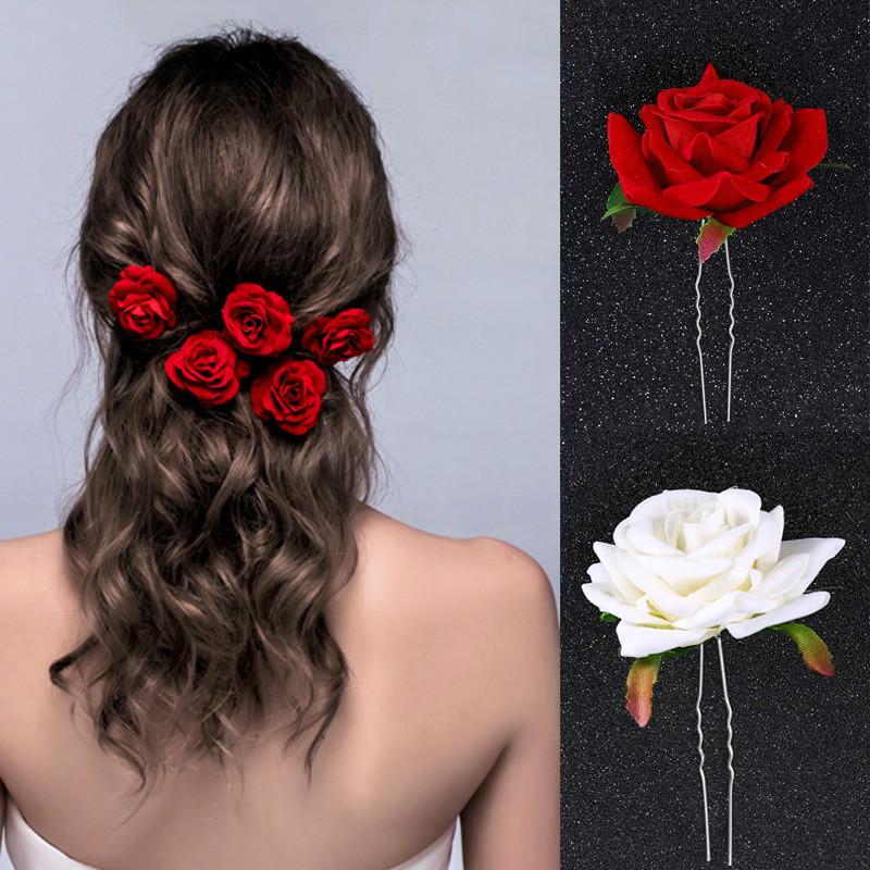 Hairpins Wedding Hair Accessories Rose Flower Hair Jewelry -JW00493-Veeddydropshipping