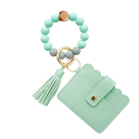 Ring Key Chain with Beaded Bracelet and Card Bag-BS00626-Veeddydropshipping