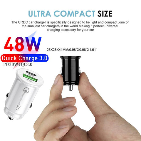 48W Mini Dual USB type-c Car Charger Adapter-PA01151-Veeddydropshipping