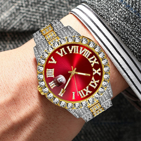 Luxury Gold Stainless Steel Full Diamond  Quartz Wristwatches-JW00746-Veeddydropshipping