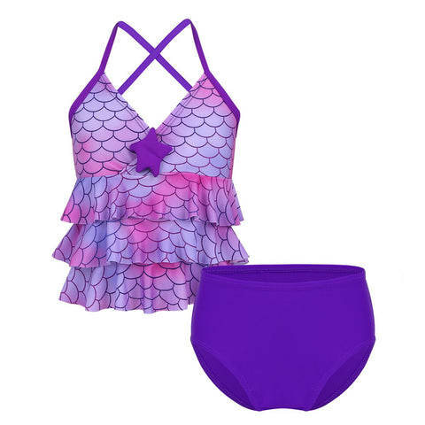 Kids Girls Mermaid Swimsuit Bathing Suit Bikini 2pc Set Swimwear Swimsuit Baby -OS00093-Veeddydropshipping