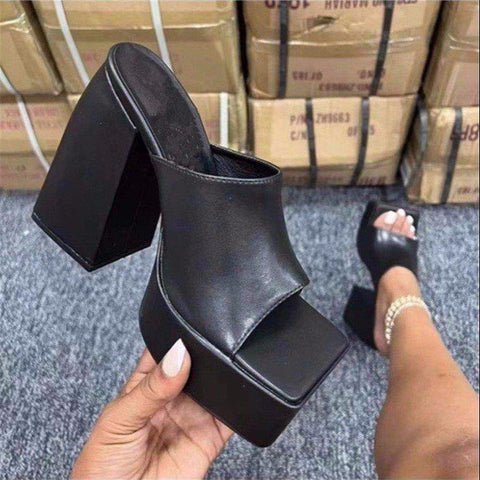 Head Thick Bottom Thick Heel One-line Slippers Women&#39;s-BS00808-Veeddydropshipping