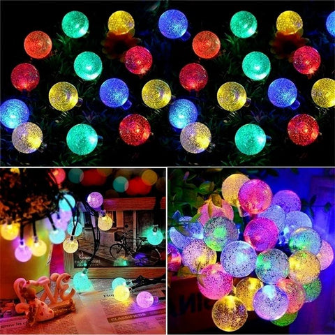 Solar String Lights Outdoor 60 Led Crystal Globe Lights with 8 Modes Waterproof-TI00917-Veeddydropshipping