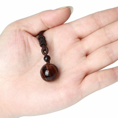Natural Obsidian Bead Crystal Pendant Necklaces Braided -JW00249-Veeddydropshipping