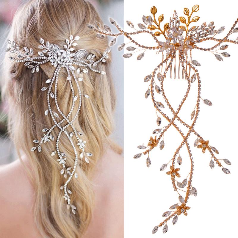 Crystal Wedding Hair Combs Hair Accessories for Bridal  -JW00457-Veeddydropshipping
