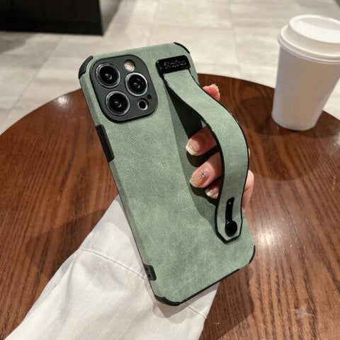 For iPhone 14 Pro Max 13 12 11 X XR 8 7 Suede Leather Hand Strap Soft Case Cover-PA00122-Veeddydropshipping