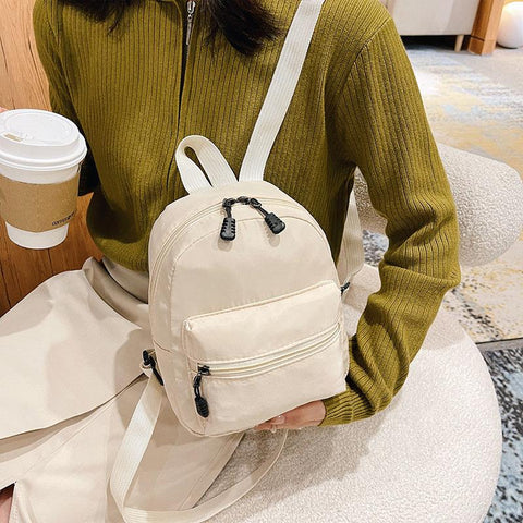 Trend Nylon Female Bag Small School Bags White Rucksack For-BS00021-Veeddydropshipping