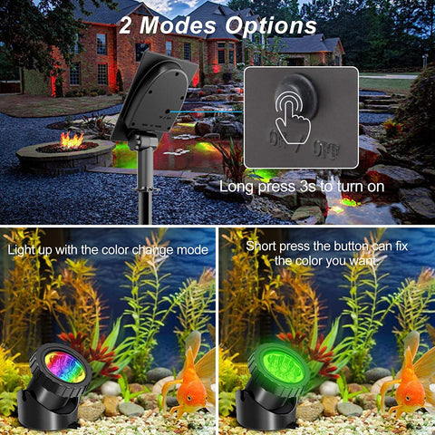 T-SUNRISE LED Solar Lamp Outdoor RGB Color Changing Solar Spotlight IP68-TI00818-Veeddydropshipping